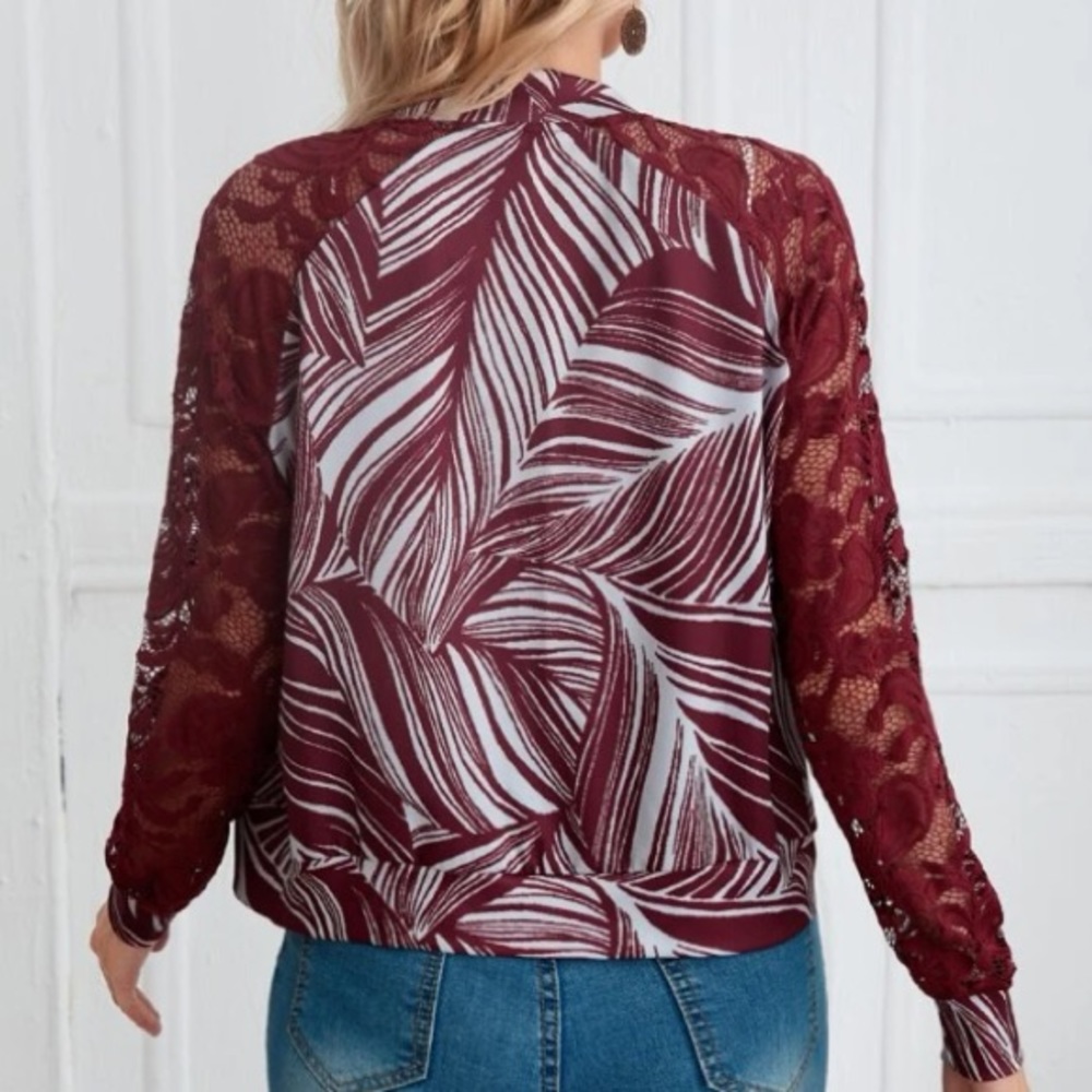 🌼5 for $25🌼 Lace Bomber Jacket - Picture 5 of 5